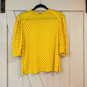 Zara- Yellow blouse with blue polka dots